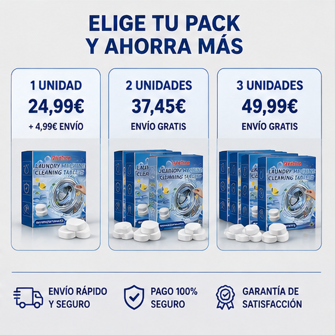 ERASE PURE™ – Tabletas Limpiadoras para Lavadora