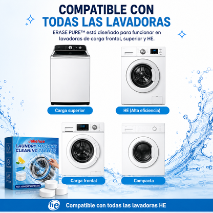 ERASE PURE™ – Tabletas Limpiadoras para Lavadora