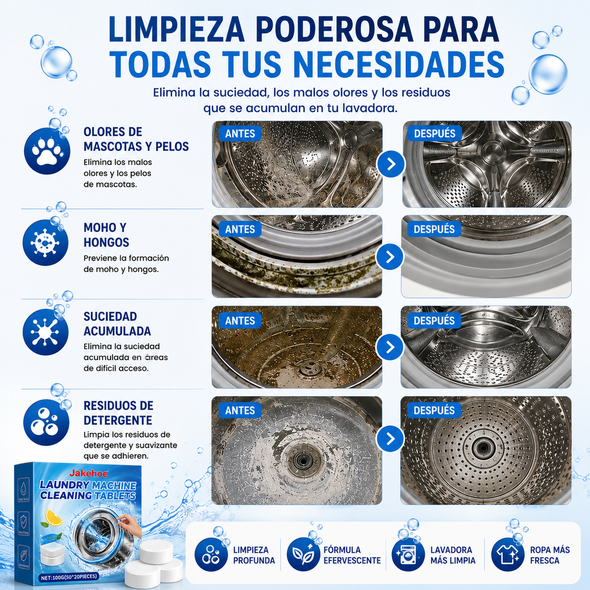 ERASE PURE™ – Tabletas Limpiadoras para Lavadora