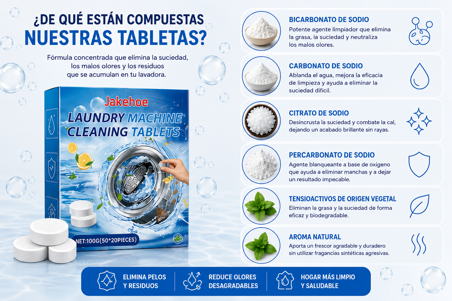 ERASE PURE™ – Tabletas Limpiadoras para Lavadora